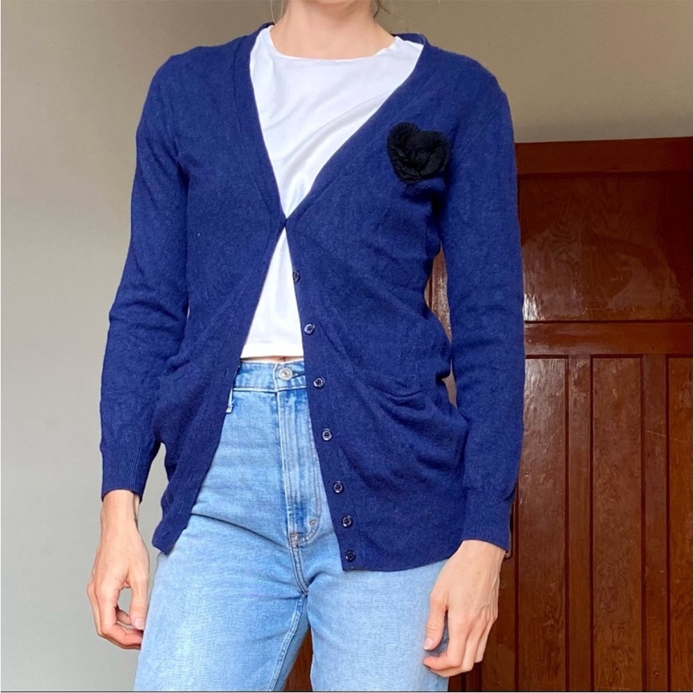 Love moschino virgin wool navy button down cardigan